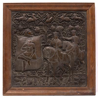 Lot 108 - Pair of embossed panels