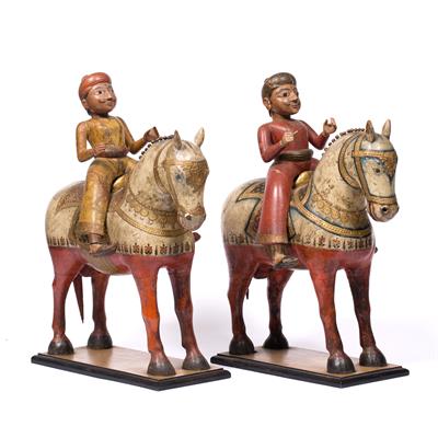 Lot 117 - Pair of Rajasthan wooden horses