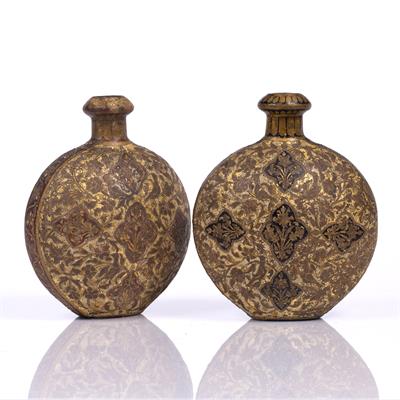 Lot 152 - Pair of Kashmiri moon flasks