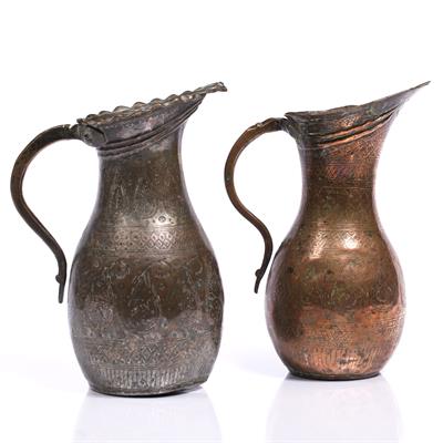 Lot 193 - Two Safavid copper wine jugs