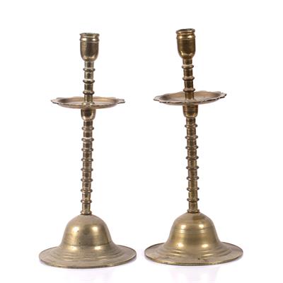 Lot 262 - Two brass candlesticks