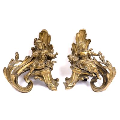 Lot 6 - A PAIR OF 19TH CENTURY FRENCH GILT METAL CHENETS