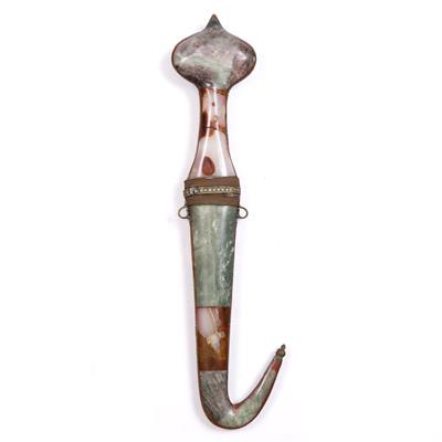Lot 21 - A TIBETAN HARDSTONE DAGGER