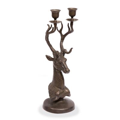 Lot 27 - A BRONZE TWIN BRANCH CANDELABRUM