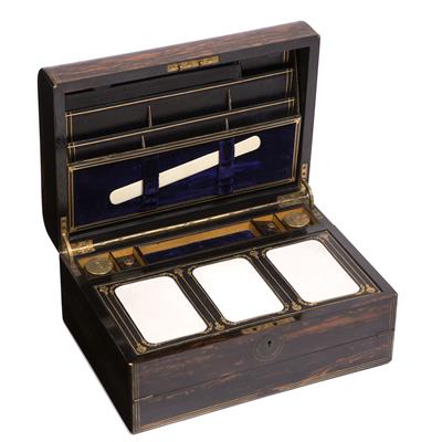 Lot 28 - A MID VICTORIAN COROMANDEL WRITING BOX