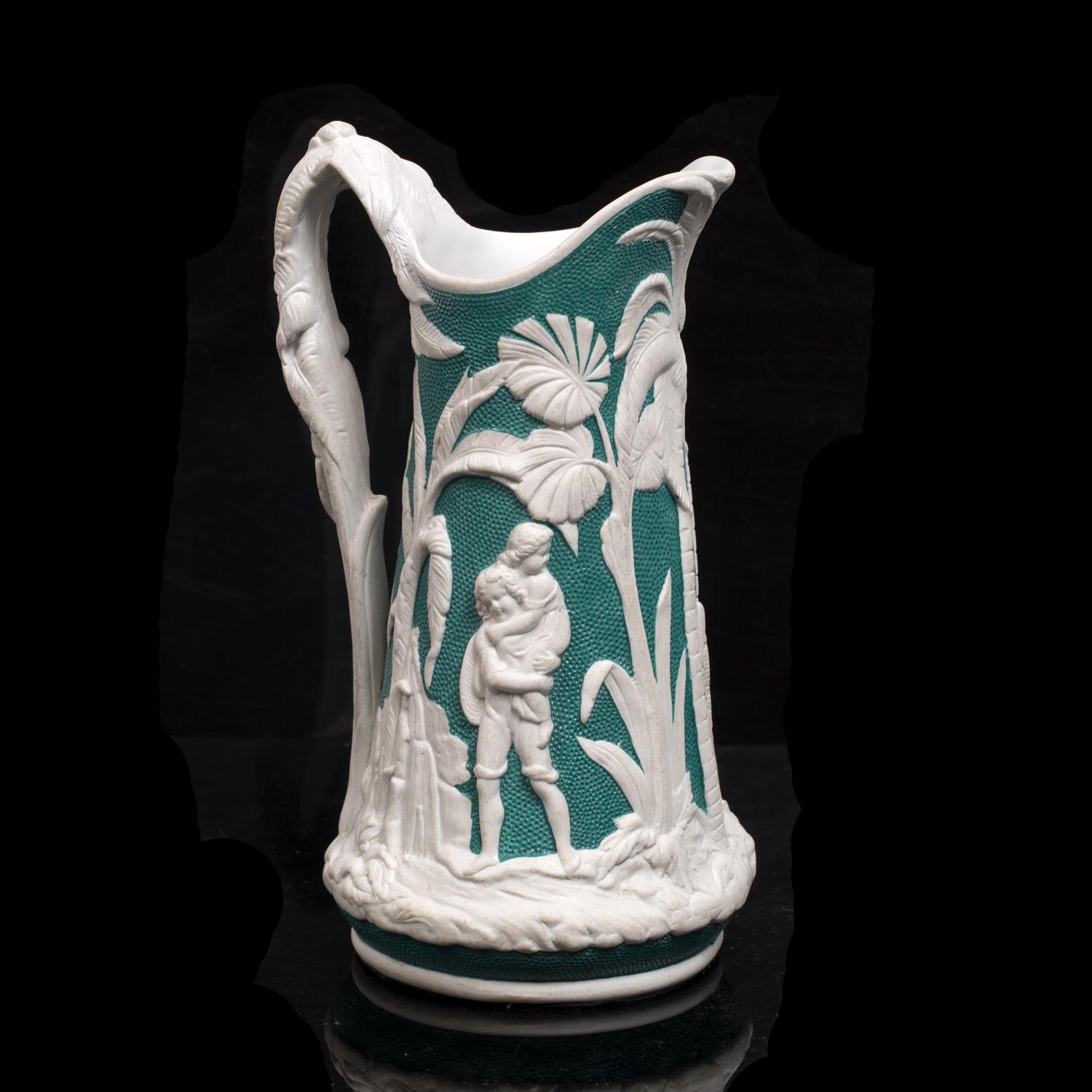 Lot 33 - A LATE VICTORIAN BISQUE JUG