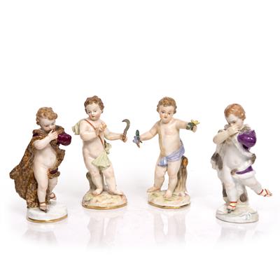 Lot 40 - A SET OF FOUR 19TH CENTURY MEISSEN FIGURES of putti