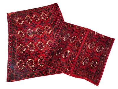 Lot 69 - TWO ANTIQUE TURKOMAN PART SILK BAG FACES