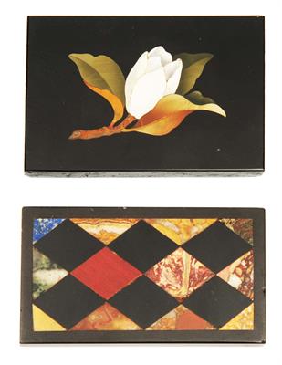 Lot 96 - TWO ANTIQUE ITALIAN PIETRA DURA RECTANGULAR PAPERWEIGHTS
