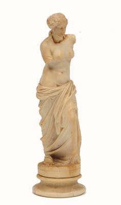Lot 111 - A 19TH CENTURY CARVED ALABASTER FIGURE of the Venus de Milo