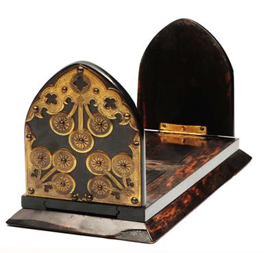 Lot 119 - A MID VICTORIAN COROMANDEL AND GILT METAL MOUNTED SLIDING BOOK STAND