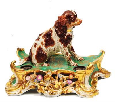 Lot 126 - A 19TH CENTURY FRENCH JACOB PETIT PORCELAIN LARGE INKSTAND