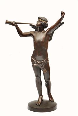 Lot 128 - A BRONZE FIGURE of an angel