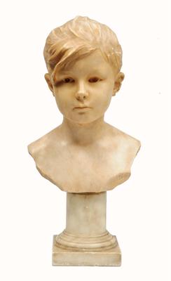 Lot 132 - A 19TH CENTURY MARBLE BUST of a young girl by Edouard Charles Marie Houssin