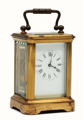 Lot 138 - A LATE 19TH /EARLY 20TH CENTURY BRASS MINIATURE CARRIAGE TIMEPIECE