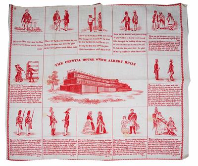 Lot 145 - A MID 19TH CENTURY PRINTED COTTON PANEL 'The Crystal House which Albert Built'