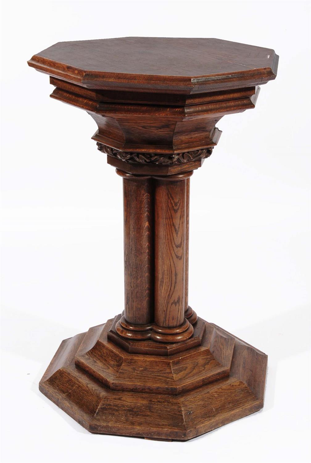 Lot 160 - A VICTORIAN OAK OCTAGONAL DISPLAY STAND on