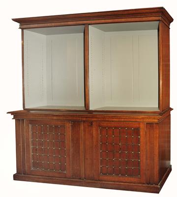 Lot 175 - A VICTORIAN OAK LIBRARY BOOKCASE CONSTRUCTED IN TWO SECTIONS