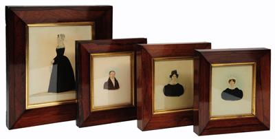Lot 178 - A GROUP OF FOUR EARLY 19TH CENTURY WATERCOLOUR FAMILY PORTRAITS of members of the French and Palmer