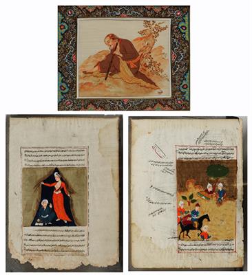 Lot 183 - TWO PERSIAN MANUSCRIPT PAGES illustrated with figures