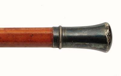 Lot 223 - A SILVER TOPPED MALACCA WALKING CANE