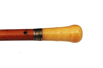 Lot 237 - AN EARLY 18TH CENTURY IVORY HANDLED WALKING CANE