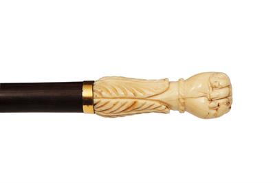 Lot 243 - A LATE 19TH CENTURY WHALEBONE HANDLED WALKING CANE