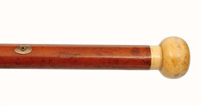 Lot 249A - A 19TH CENTURY IVORY HANDLED WALKING CANE