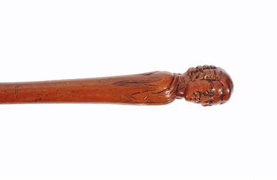 Lot 249F - A MID 19TH CENTURY BOXWOOD SINGLE PIECE WALKING CANE