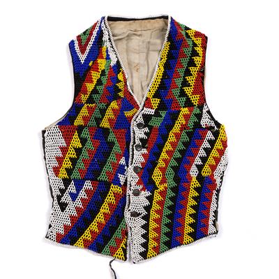 Lot 252 - A ZULU GENTLEMAN'S WAISTCOAT with multi-coloured beadwork