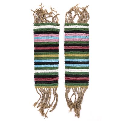 Lot 262A - A PAIR OF ZULU BEADED ANKLETS with multi-coloured stripe designs