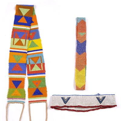 Lot 294 - A TSONGA MULTI-COLOURED BEADED NECKLACE; a Xhosa headband and a Pedi (North Sotho) lady's