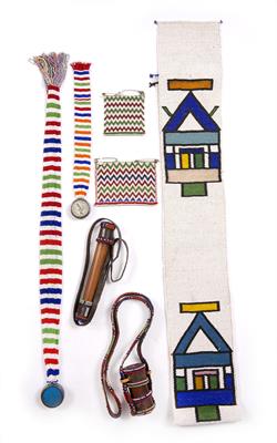 Lot 298 - TWO OLD SHANGAAN SKIRT PIECES with multi-coloured zig-zag patterns