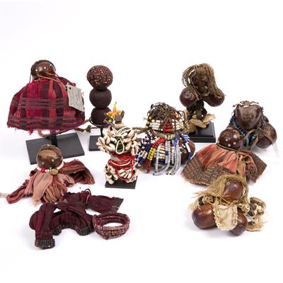 Lot 359 - A COLLECTION OF NINE AFRICAN DOLLS TO INCLUDE: a Turkana doll apparently collected c.1920 by Plout