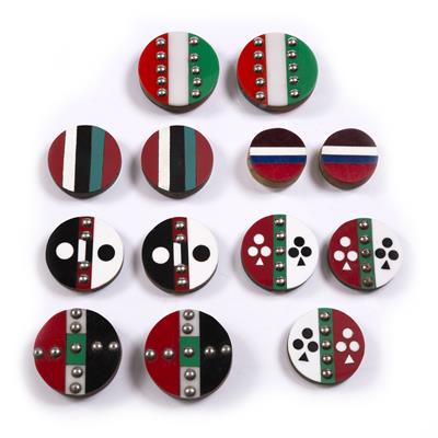 Lot 383 - ZULU EARPLUGS: a pair with ace of clubs style design