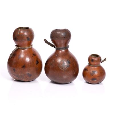 Lot 390 - THREE ETHIOPIAN GOURDS