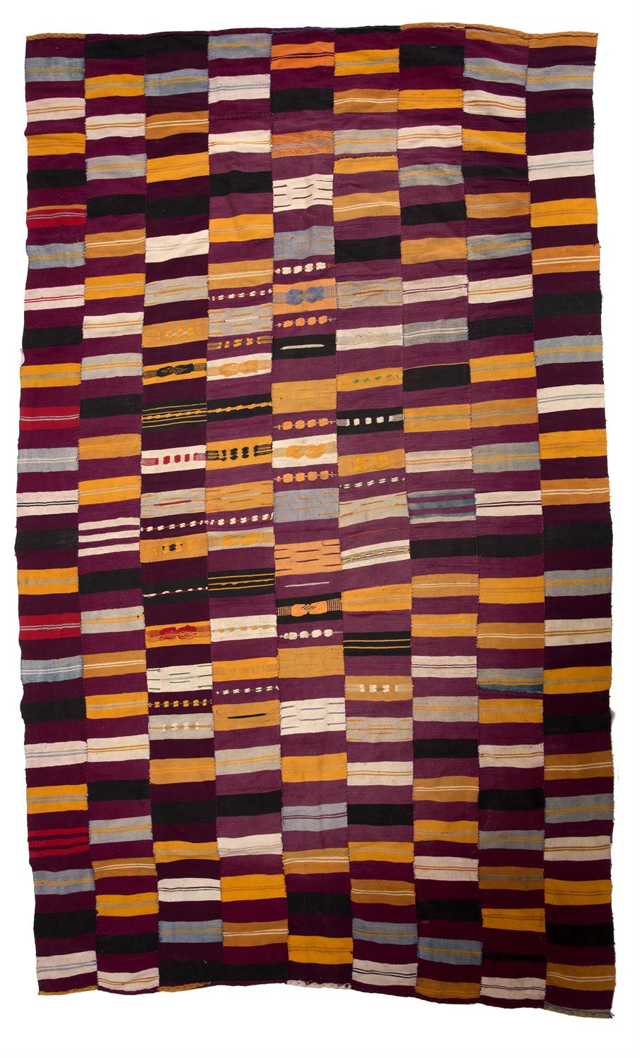 Lot 437 - AN OLD GHANA ASHANTI KENTE CLOTH