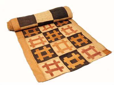 Lot 440 - A CONGO KUBA RAFFIA PATCHWORK AND APPLIQUE CEREMONIAL SKIRT