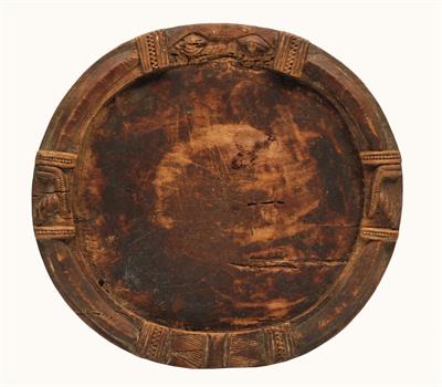 Lot 444 - A YORUBA WEST AFRICAN 'OPON IFA' DIVINATION BOARD with eye motif and magical compartment in the base