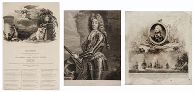 Lot 465 - A MONOCHROME LITHOGRAPH relating to Admiral Lord Nelson