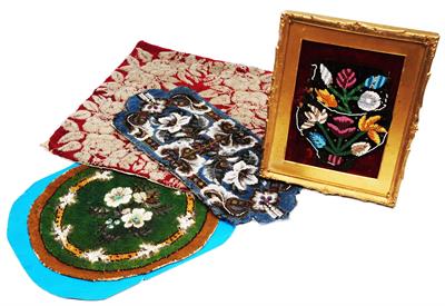 Lot 475 - A GROUP OF FOUR PIECES OF VICTORIAN BEADWORK including cushion covers