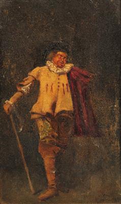 Lot 481 - A CONTINENTAL OIL PAINTING of a Dandy with cane