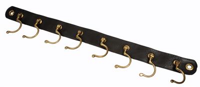 Lot 483 - A SET OF EIGHT FOLDING BRASS HOOKS