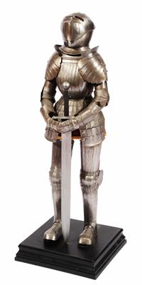 Lot 485 - A MINIATURE SUITE OF 16TH CENTURY STYLE MAXIMILIAN STEEL ARMOUR with breast and back plate