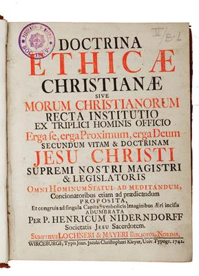 Lot 682 - DOCTRINA ETHICAE CHRISTIANAE per P HENRICUM NIDERNDORFF WIRCEBURGI (WÜRZBURG) 1742. Collection stamp