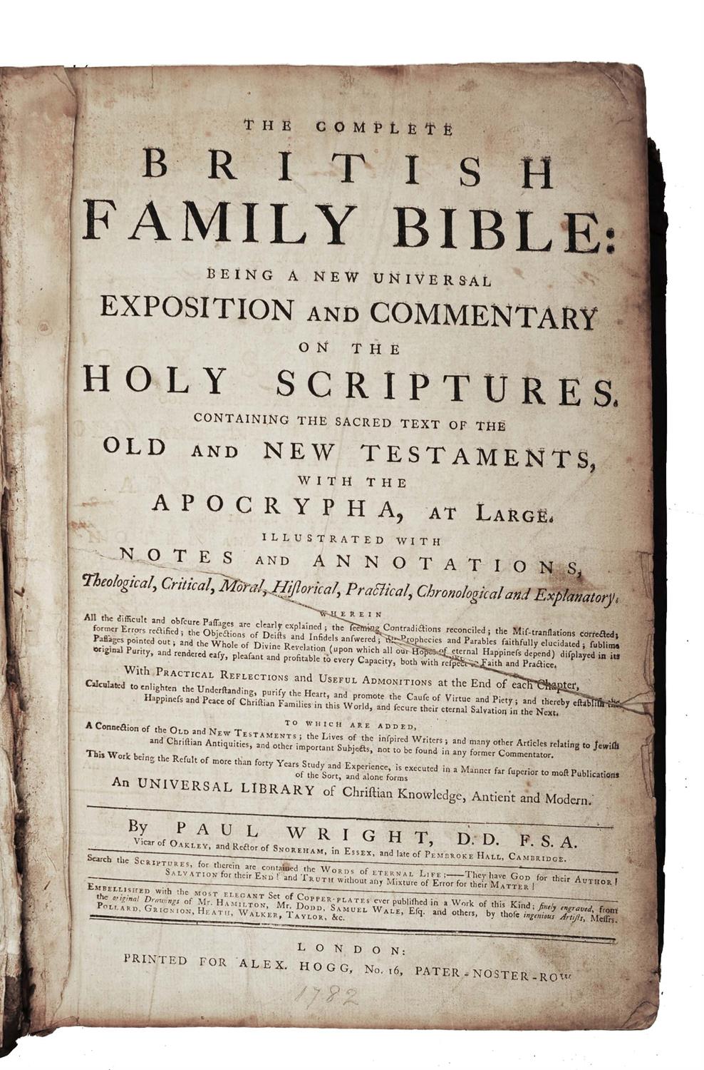 Lot 770 - The Complete British Family Bible with notes by PAUL WRIGHT