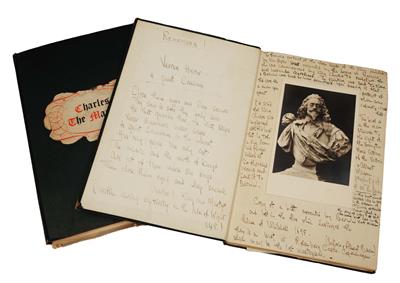 Lot 798 - TWO EARLY 20TH CENTURY SCRAP ALBUMS containing a detailed history of Charles I with press cuttings