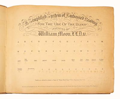 Lot 804 - WILLIAM MOON 'A Simplified System of Embossed Reading for the Use of the Blind' published by the