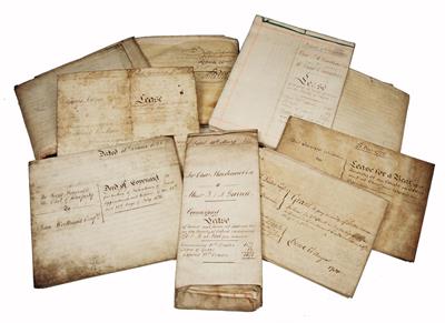 Lot 807 - A COLLECTION OF NINE 18TH AND 19TH CENTURY VELLUM DEEDS relating to land and property sales and