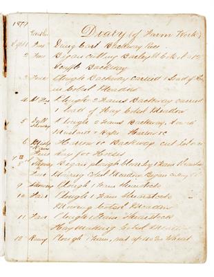 Lot 809 - A 19TH CENTURY BUCKINGHAMSHIRE FARMERS MANUSCRIPT DIARY with daily entries of work and weather in a